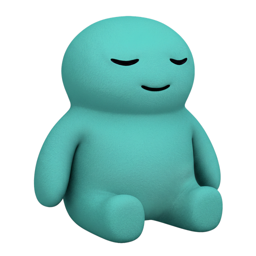 Chonky B. Breathington - a peaceful teal character sitting with eyes closed